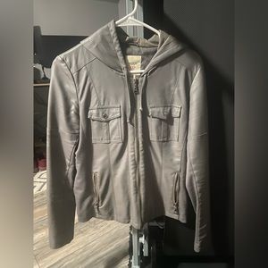 Gray Leather Jacket Medium